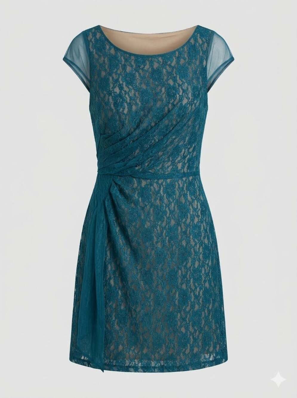 Jessica Simpson Women’s Short blue Floral laceLined Dress Size 4 zip up in back